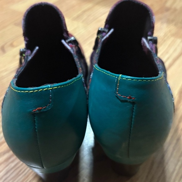 Chic Burgundy and Teal Ankle Boots - Picture 2 of 7